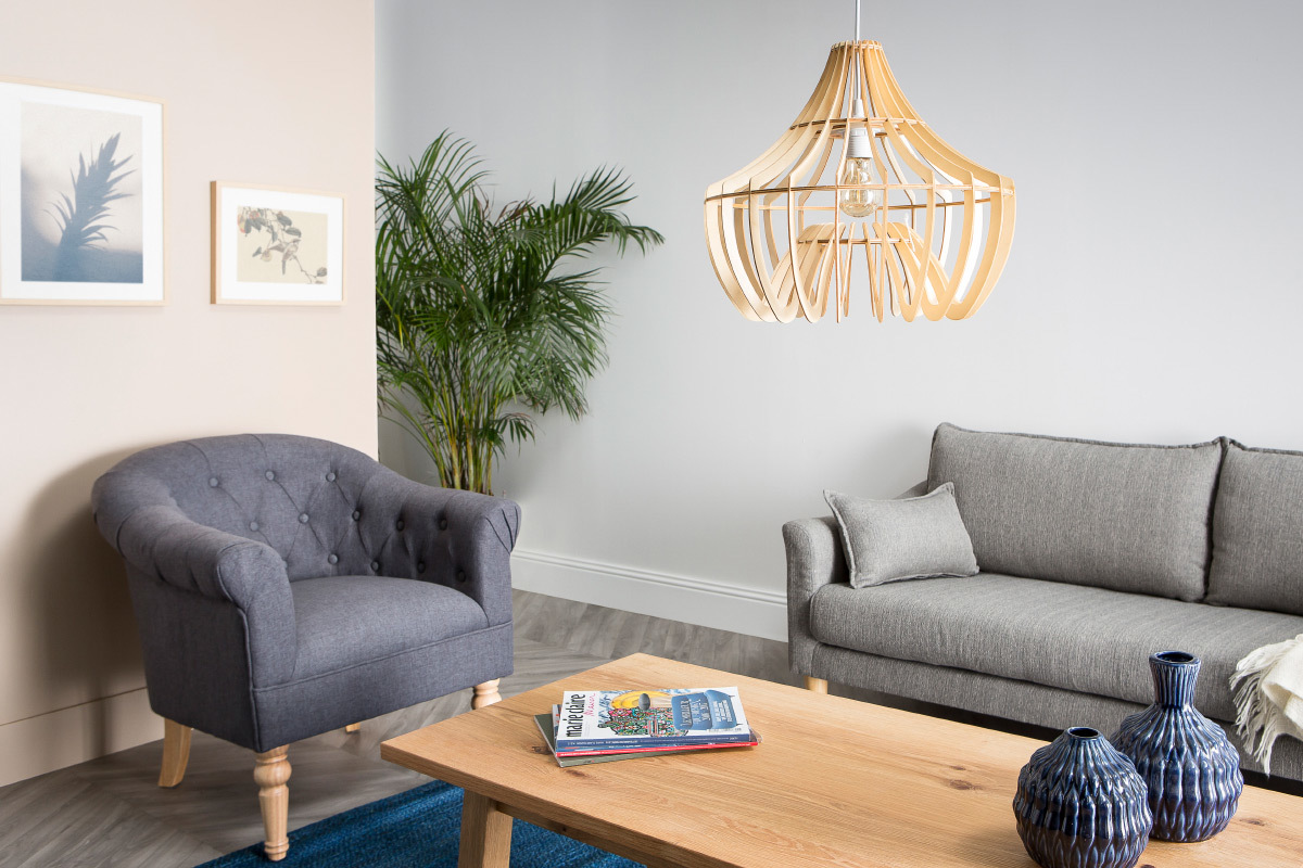 L�mpara de techo moderna madera clara MALIBU