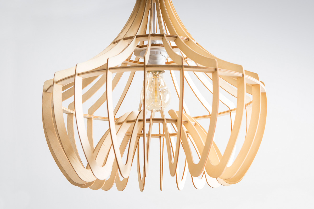 L�mpara de techo moderna madera clara MALIBU