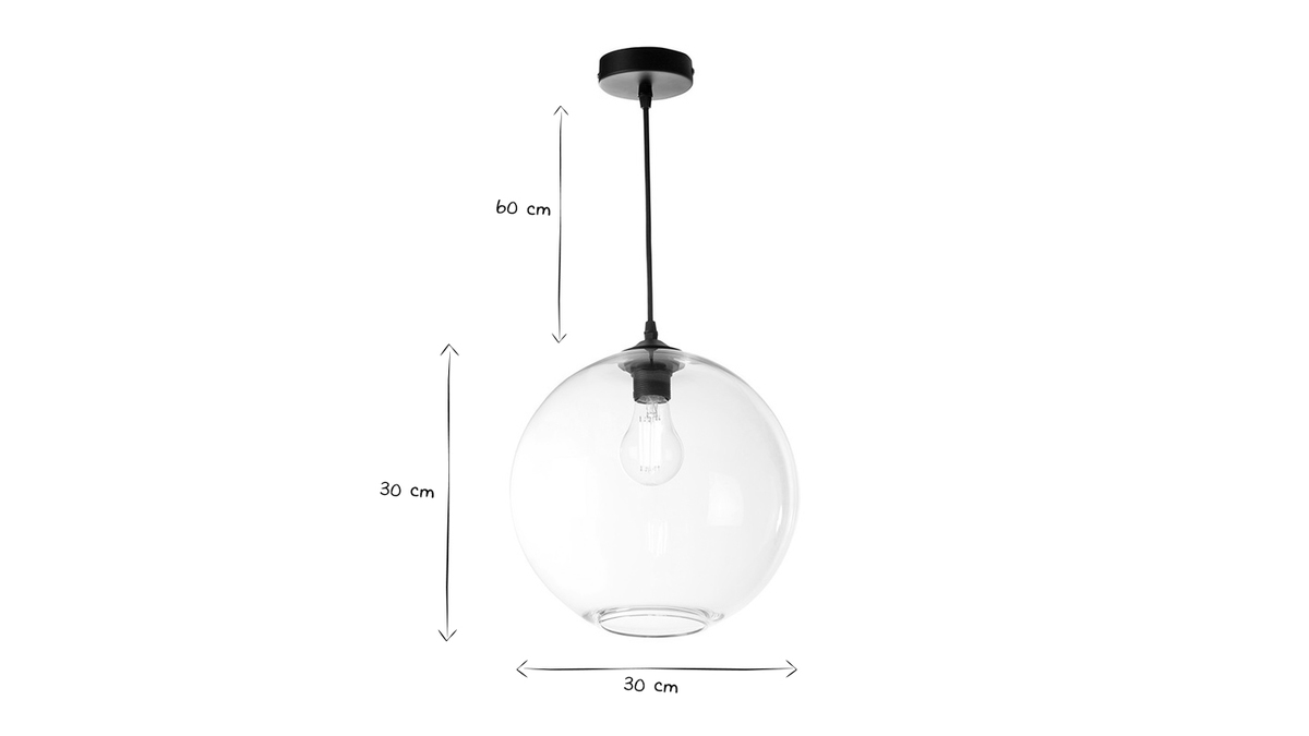 Lmpara de techo pantalla en cristal transparente D30 cm DUNA