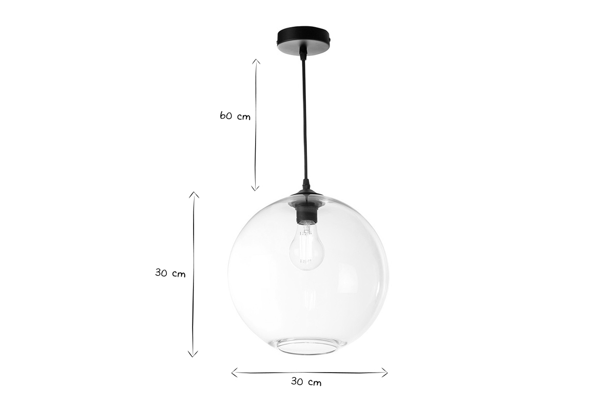 Lmpara de techo pantalla en cristal transparente D30 cm DUNA