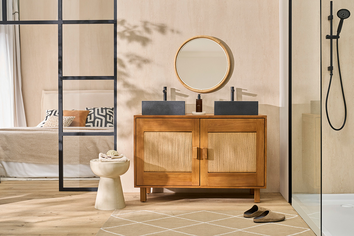 Lavabo cuadrada de terrazo negro L40 cm LOUSSA