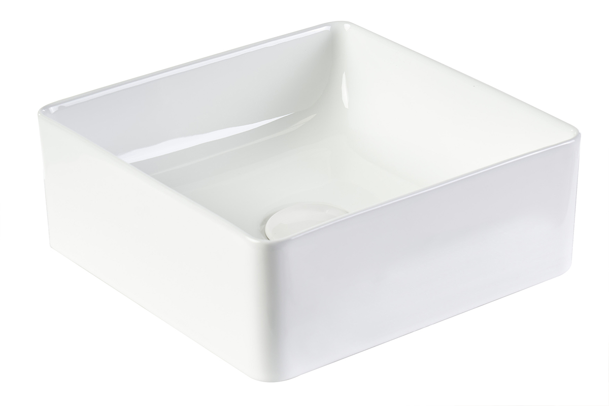 Lavabo cuadrado de cer�mica blanca L30.5 cm CLEMI