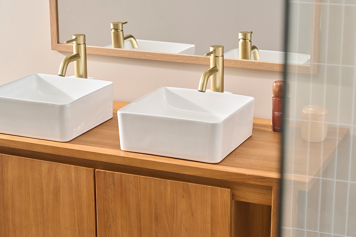 Lavabo cuadrado de cer�mica blanca L30.5 cm CLEMI