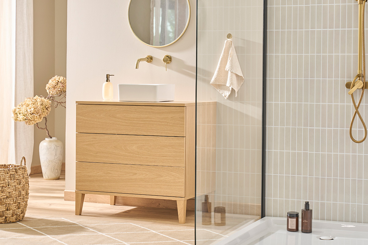 Lavabo cuadrado de cer�mica blanca L30.5 cm CLEMI