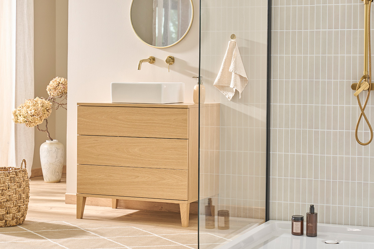 Lavabo cuadrado de cer�mica blanca L39 cm MILA