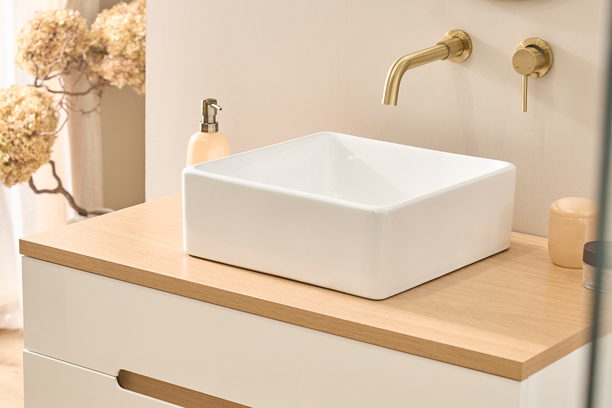 Lavabo cuadrado de cer�mica blanca L39 cm MILA