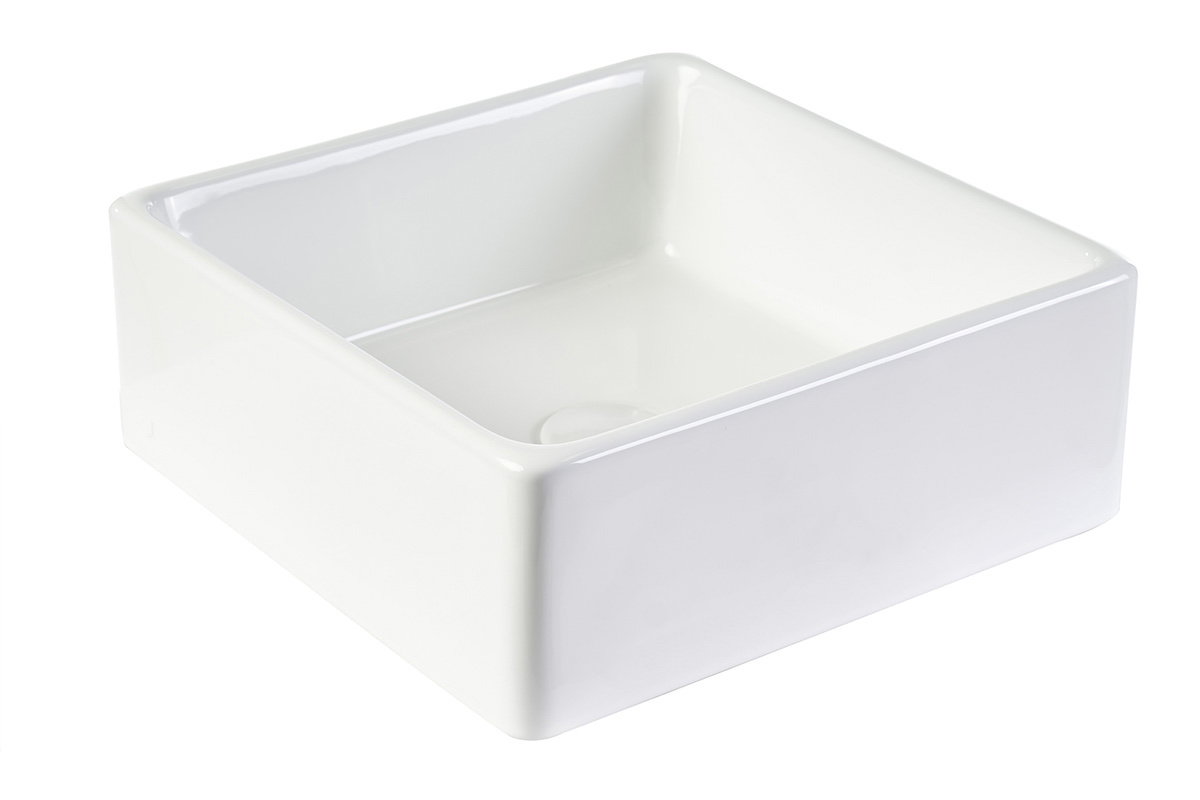 Lavabo cuadrado de cer�mica blanca L39 cm MILA