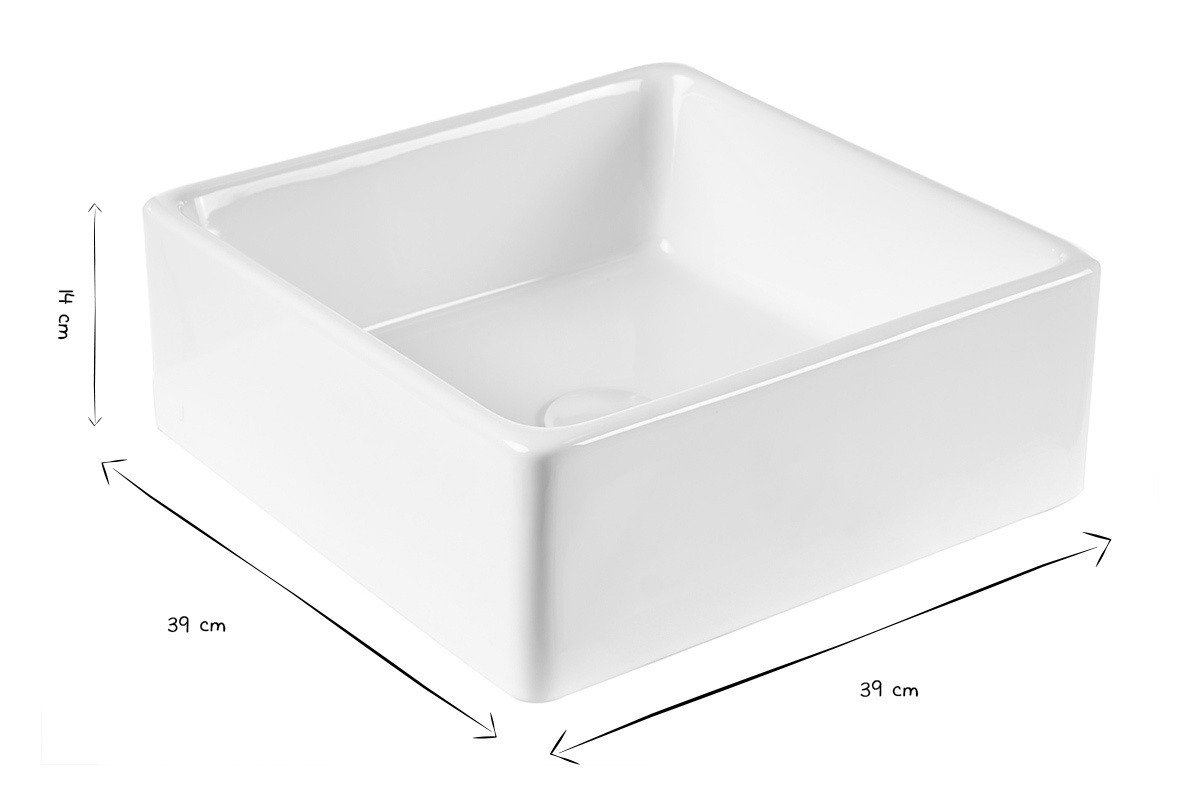 Lavabo cuadrado de cer�mica blanca L39 cm MILA