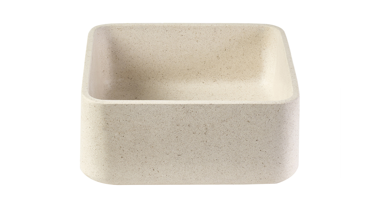 Lavabo cuadrado de piedra natural beige L30 cm FENG