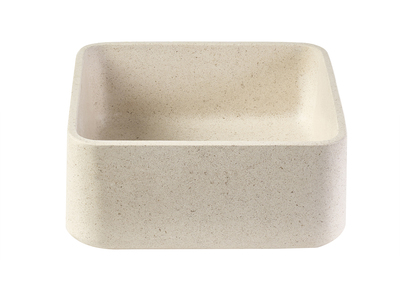 Lavabo cuadrado de piedra natural beige L30 cm FENG