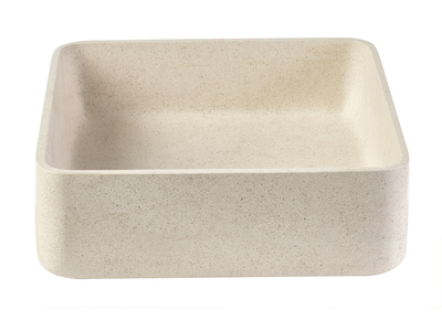 Lavabo cuadrado de piedra natural beige L40 cm FENG