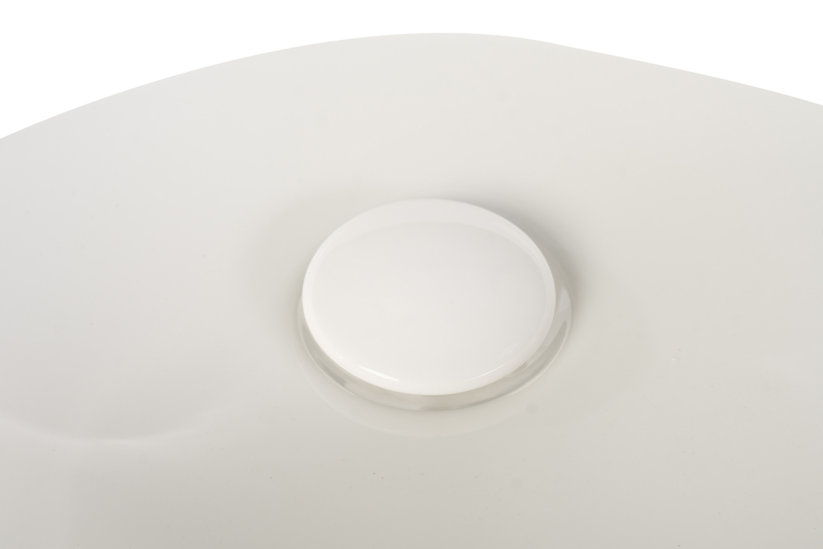 Lavabo ovalado de cer�mica blanca con desag�e, vista superior ampliada