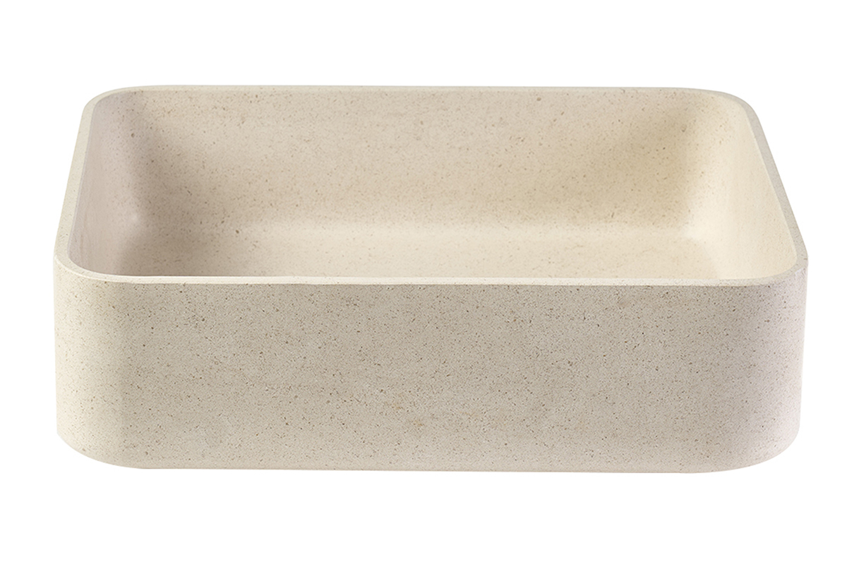 Lavabo rectangular de piedra natural beige L48 cm ALIZEE