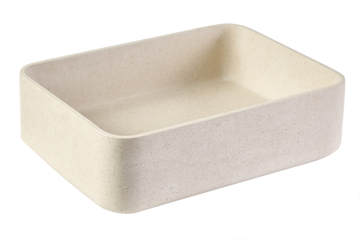 Lavabo rectangular de piedra natural beige L48 cm ALIZEE