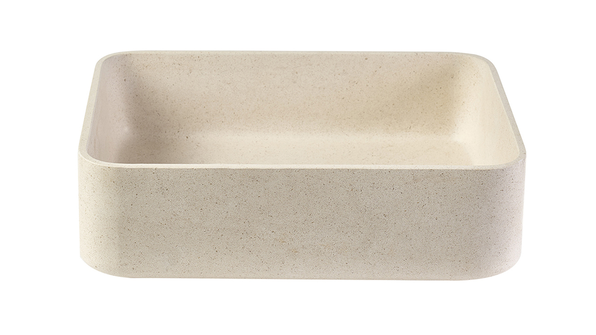 Lavabo rectangular de piedra natural beige L48 cm ALIZEE
