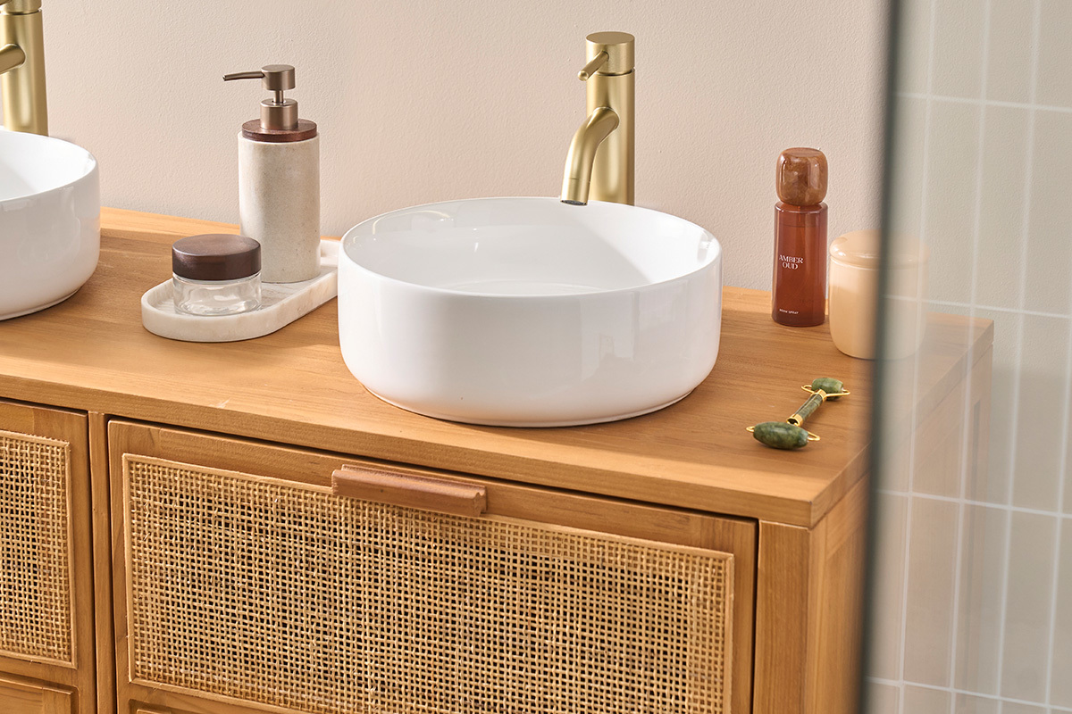 Lavabo redondo de cer�mica blanca D31 cm MARLI
