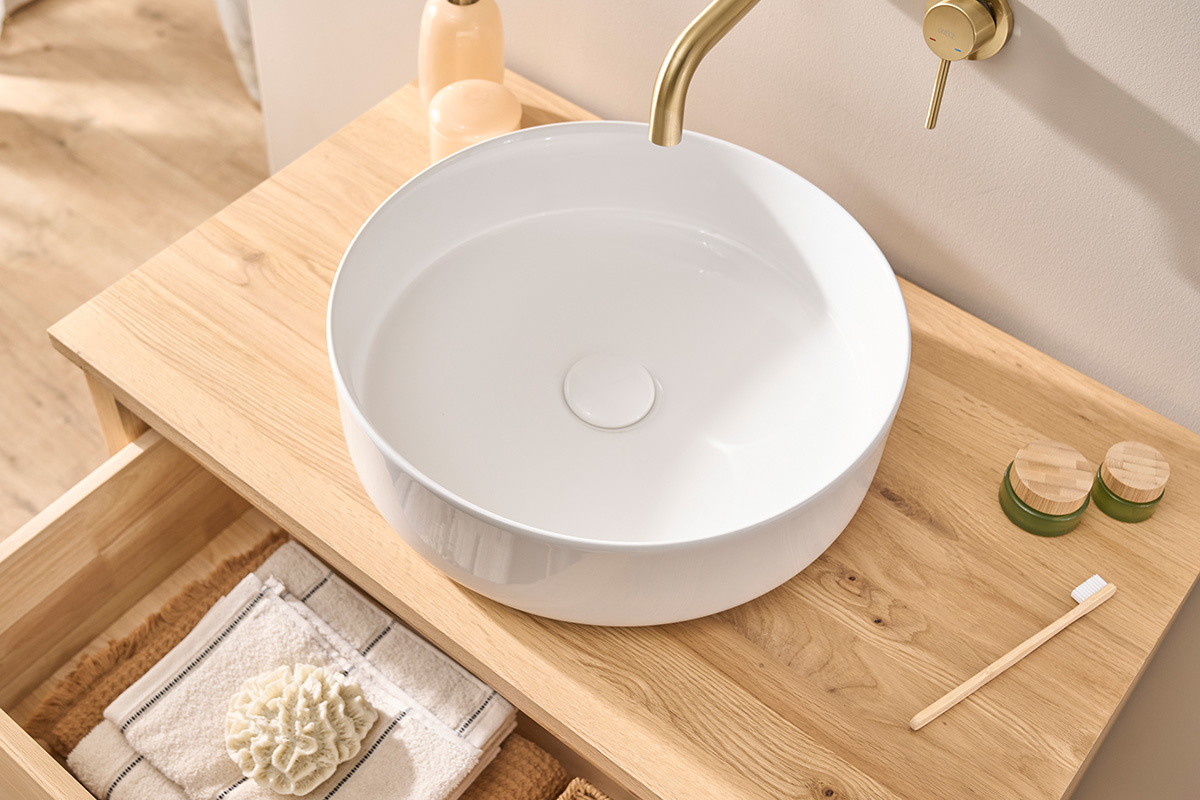 Lavabo redondo de cer�mica blanca D40.5 cm ISLA