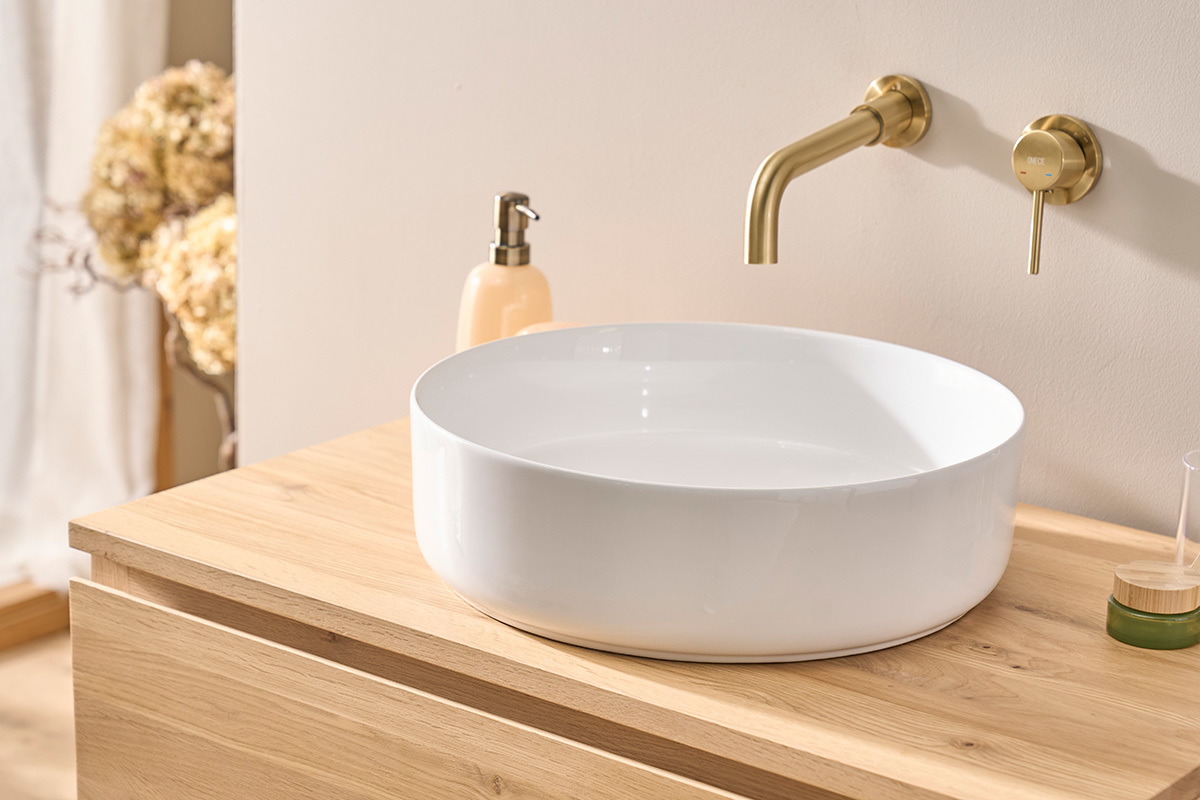 Lavabo redondo de cer�mica blanca D40.5 cm ISLA