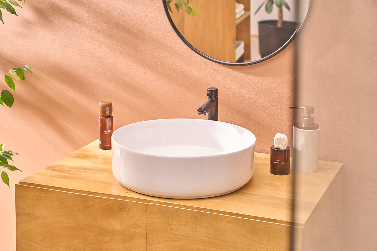 Lavabo redondo de cer�mica blanca D40.5 cm ISLA