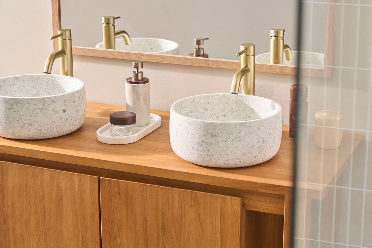 Lavabo redondo de terrazo gris D30 cm JOH