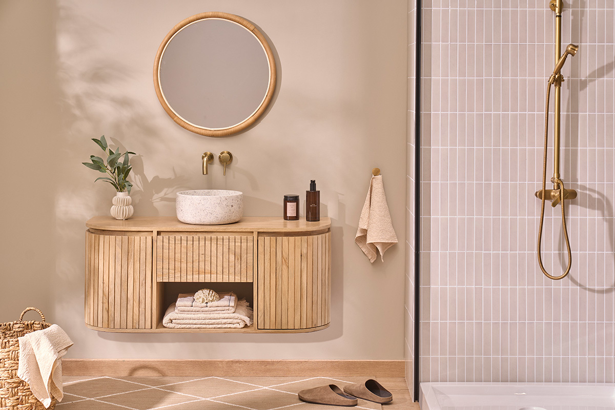 Lavabo redondo de terrazo gris D30 cm JOH