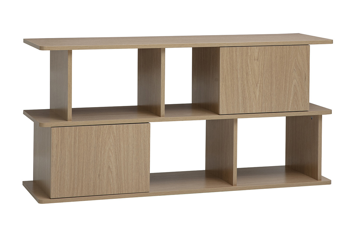Librer�a baja con almacenaje acabado madera clara roble L140 cm JANICE
