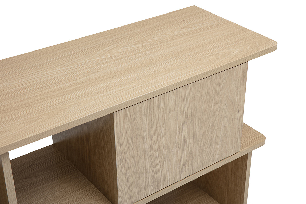 Librer�a baja con almacenaje acabado madera clara roble L140 cm JANICE