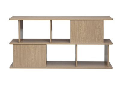Librer&iacute;a baja con almacenaje acabado madera clara roble L140 cm JANICE