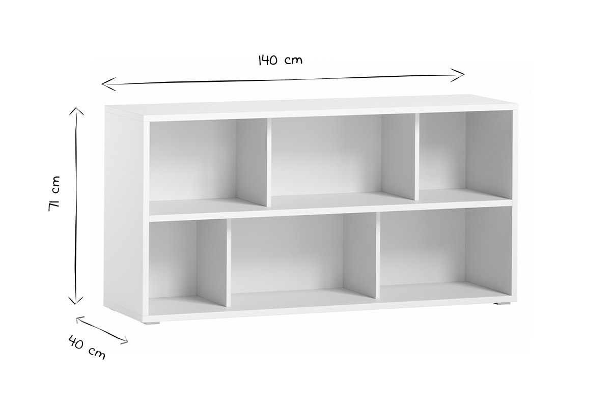 Librera baja de madera blanca 140 cm EPURE