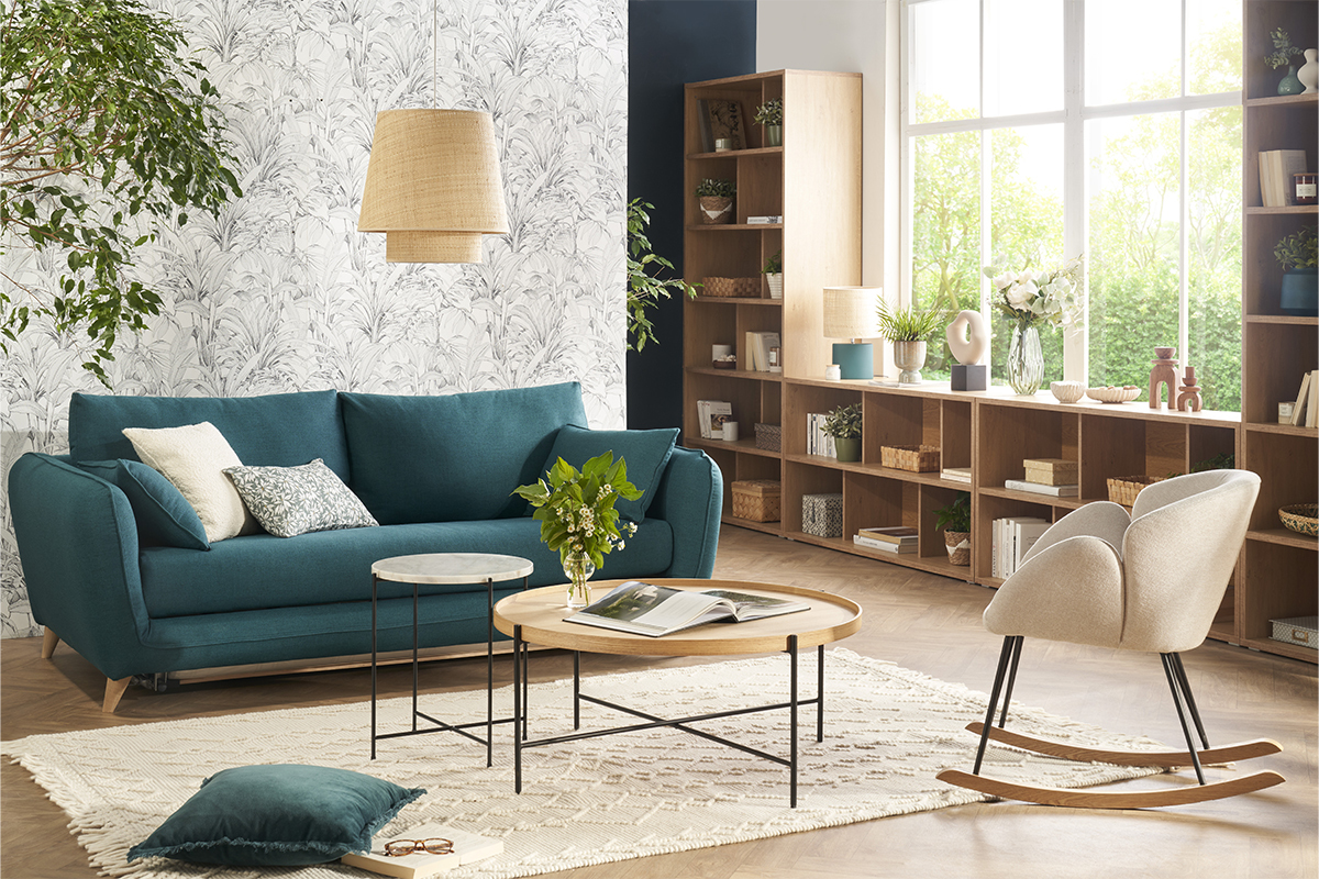 Librera baja de madera blanca 140 cm EPURE