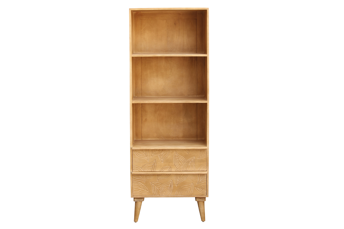 Librera tnica de madera maciza de mango tallada KAFFIR