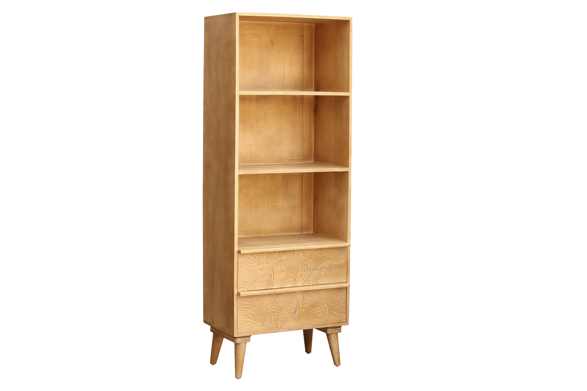 Librera tnica de madera maciza de mango tallada KAFFIR