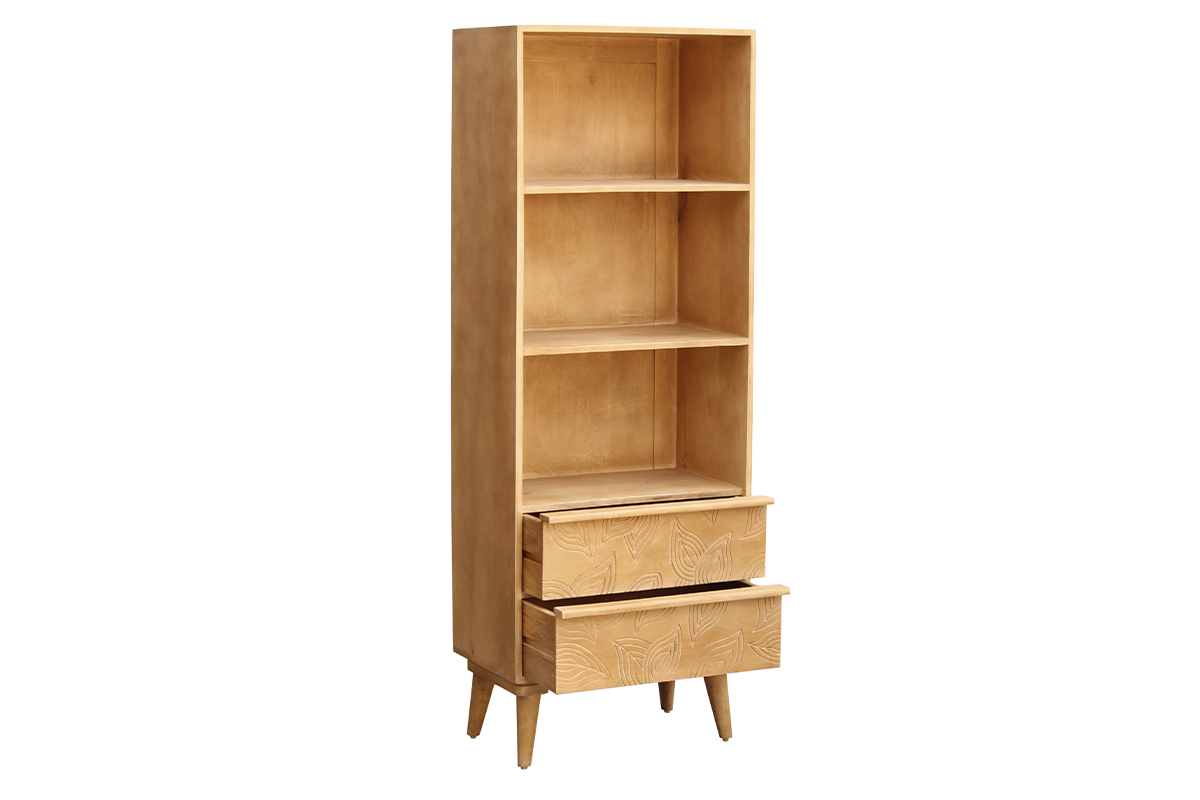 Librera tnica de madera maciza de mango tallada KAFFIR