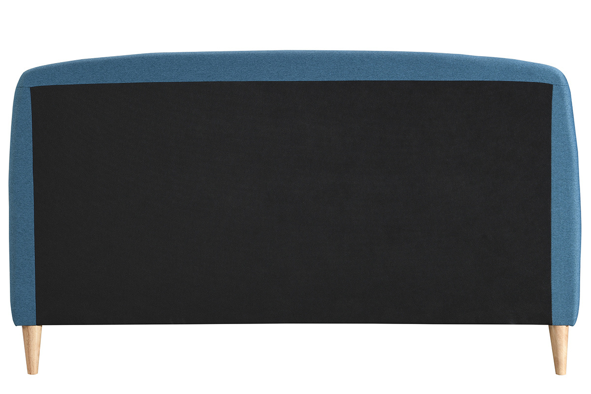 Lit adulte scandinave bleu canard et bois 160 x 200 cm NIELS