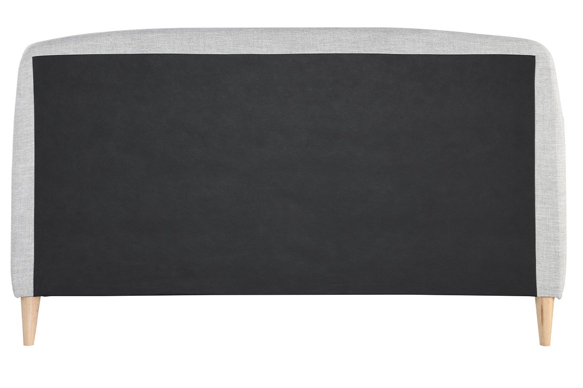 Lit adulte scandinave tissu gris clair et bois 160 x 200 cm NIELS