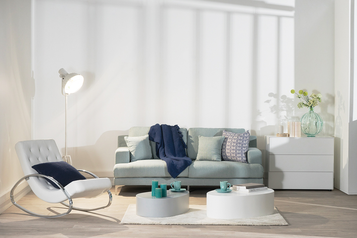 Lote de 2 mesas de centro blaco y gris mate CAMILLE