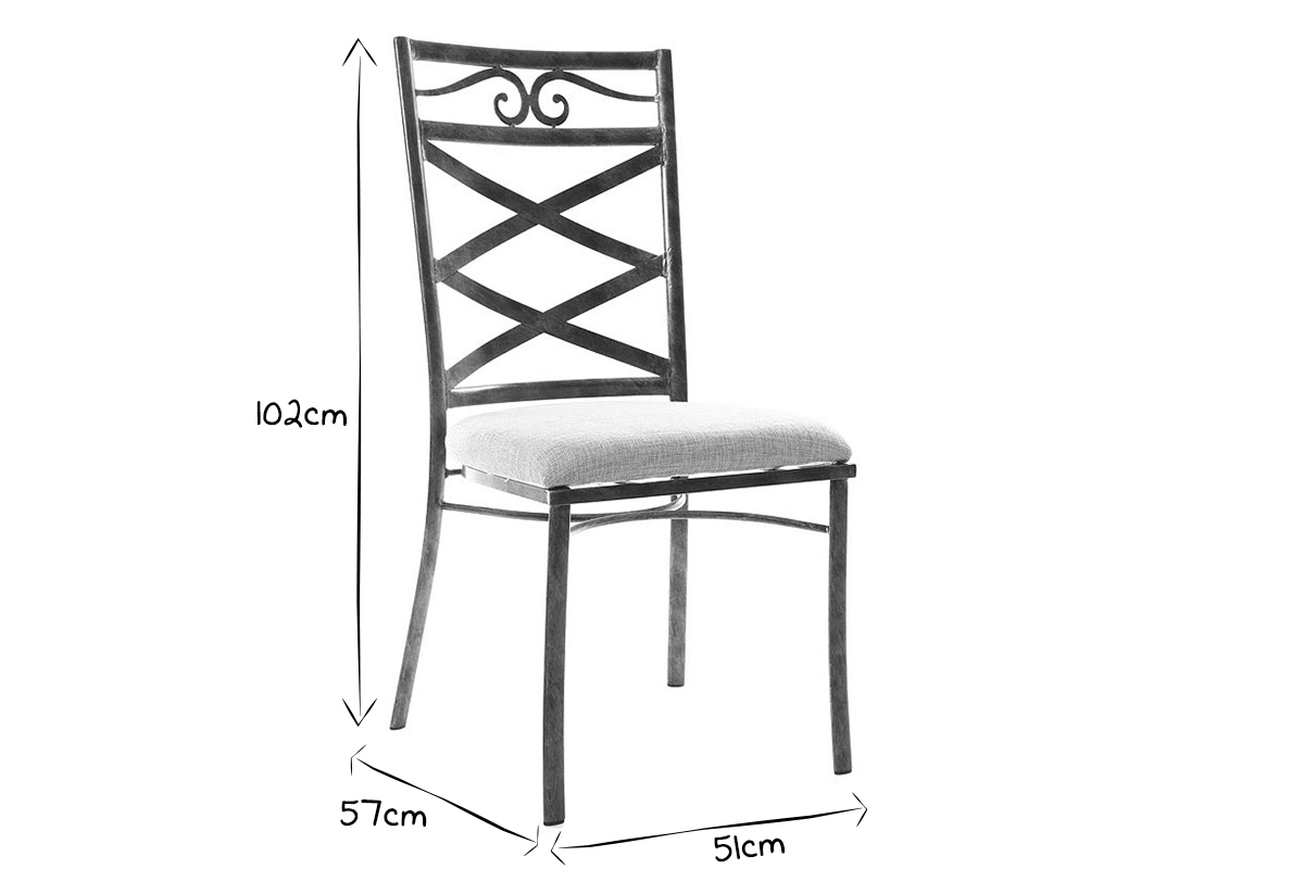 Lote de 2 sillas barrocas de metal color negro VENEZIA