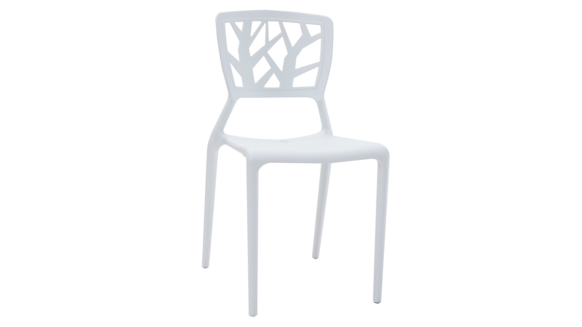 Lote de 2 sillas de diseño blancas apilables interior / exterior KATIA
