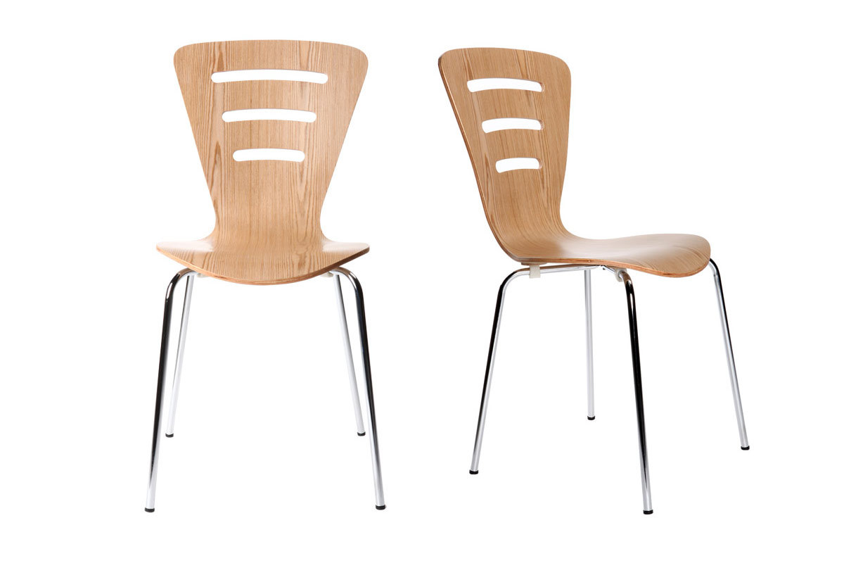 Lote de 2 sillas de diseo color madera natural oscura LENA