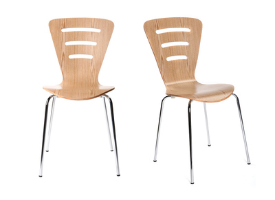Lote de 2 sillas de dise&ntilde;o color madera natural oscura LENA
