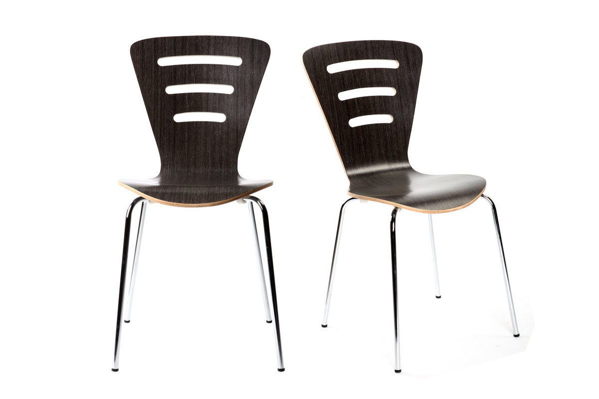 Lote de 2 sillas de diseo de madera color negro LENA