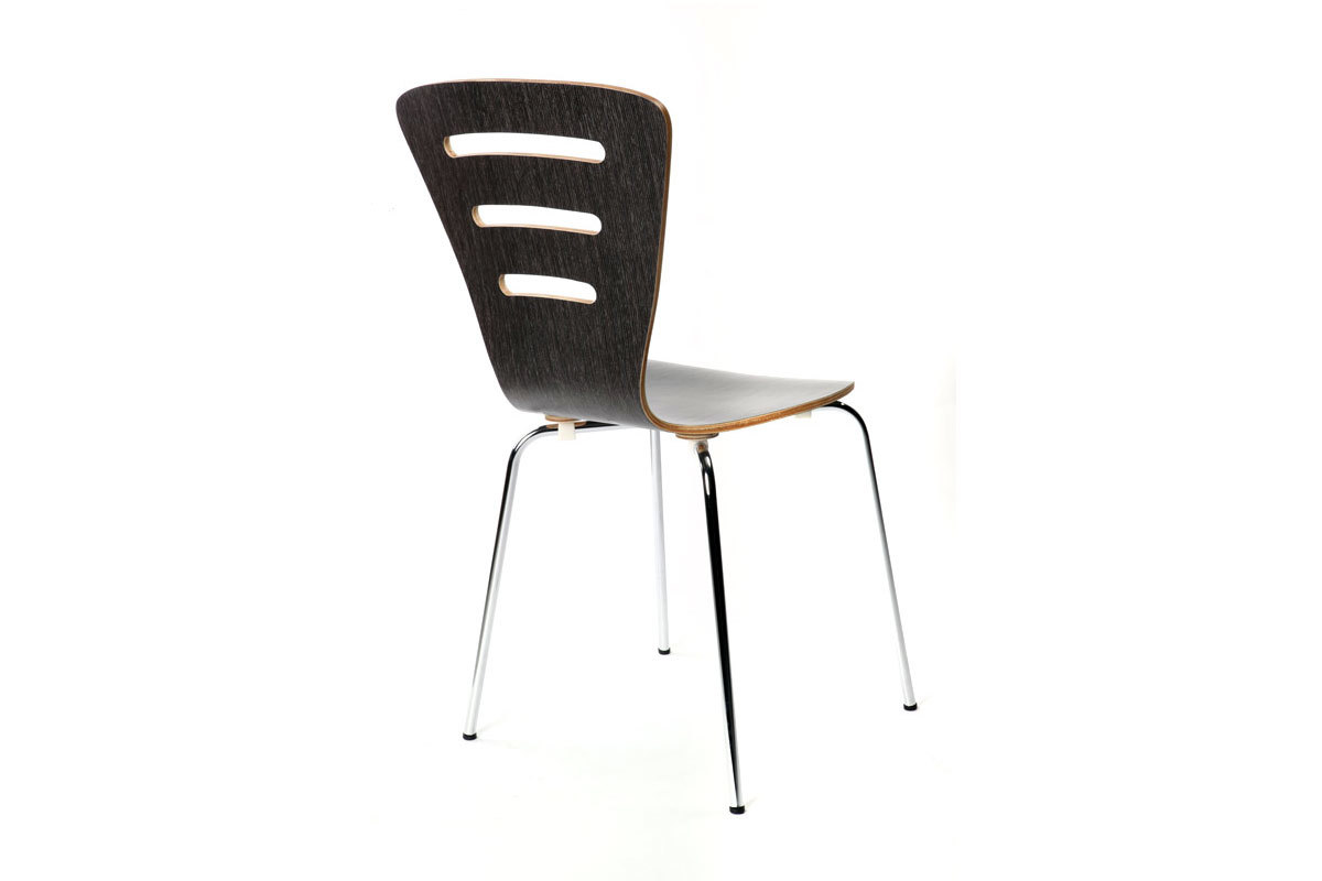 Lote de 2 sillas de diseo de madera color negro LENA