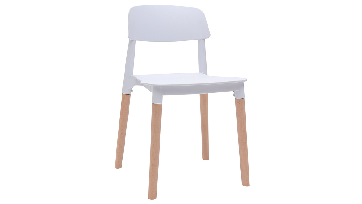 Lote de 2 sillas de diseño escandinavo blancas GILDA