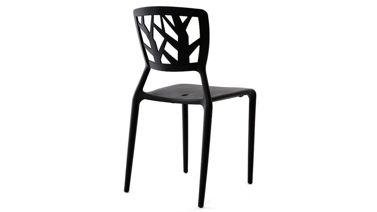 Lote de 2 sillas de diseño negras apilables interior / exterior KATIA