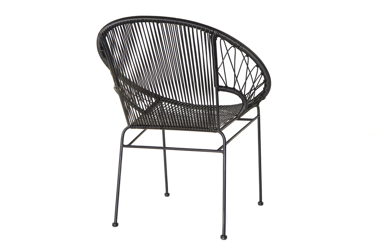 Lote de 2 sillas de jard�n en resina negra FIZZ