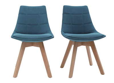 Lote de 2 sillas diseño nórdico en tejido azul petróleo MATILDE