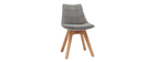 Lote de 2 sillas diseño nórdico madera y tejido gris claro MATILDE