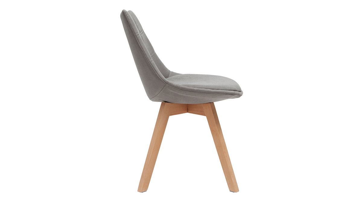 Lote de 2 sillas diseño nórdico madera y tejido gris MATILDE