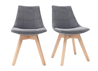 Lote de 2 sillas diseño nórdico madera y tejido gris oscuro MATILDE