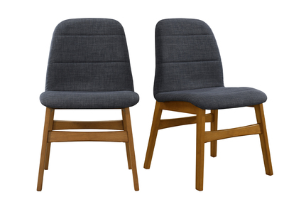 Lote de 2 sillas dise&ntilde;o patas nogal tejido gris antracita JUKE